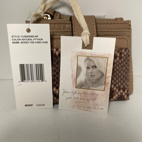 Jessica Simpson Wallet Card Holder NWT Tan with Snake Design - Picture 3 of 6